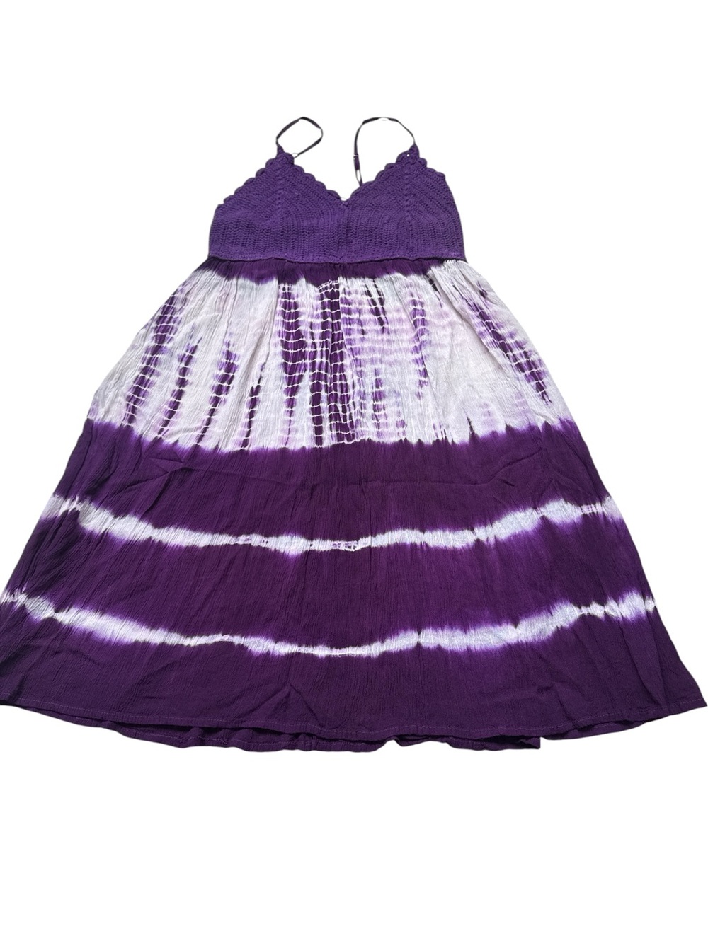 Tobi Purple and White Tie-Dye Spaghetti Strap Dress